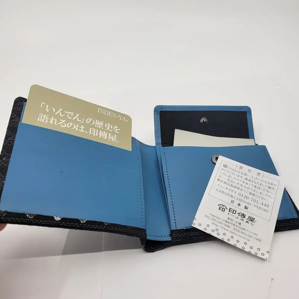 INDEN-YA bifold wallet black × black lacquer 0120-701-440 Made in Japan
